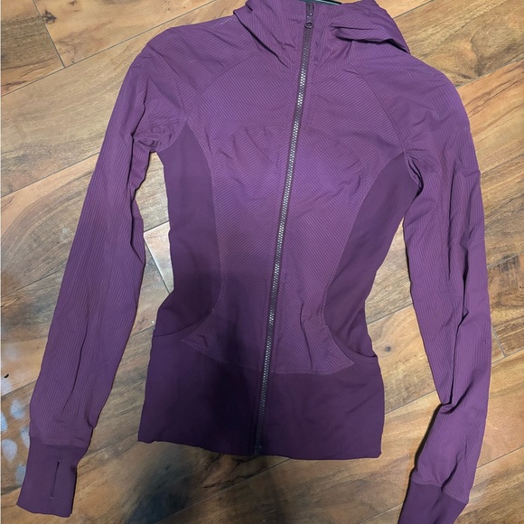 Purple Athletic Fitted Jacket with High Collar and Full-Length Zipper - Picture 1 of 1